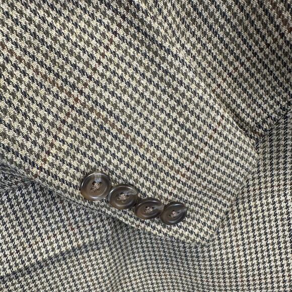 Lord & Taylor Brown Houndstooth Silk/Wool Blazer Sport Coat Mens 48 Officecore - Picture 9 of 16